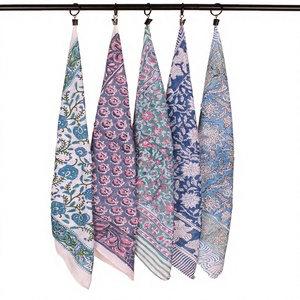 Set of 5 -Handmade Block Print Cotton Bandana Organic Lightweight Neck Or Hair <b>Wrap</b>, , Paisley Scarf, Boho Sustainable Accessory - Product Image 2