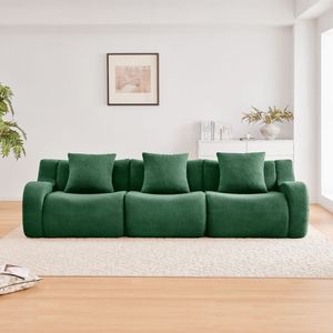 Divano 3 Posti Senza Struttura in Spugna ad Alta Densità 32D, Design Antiscivolo, Tessuto Teddy, Nessun Montaggio Richiesto, Braccioli Curvi, per Soggiorno - Product Image 3