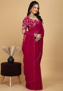 Sari de Georgette Bordado al Estilo Bollywood KV - Product Image 4