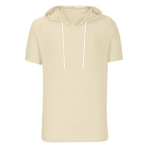 Sweat-shirt à capuche à manches courtes pour homme, rose poudré, avec cordon de serrage, haut décontracté d'été - Product Image 5