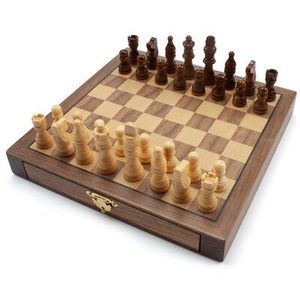 Élégant jeu d'échecs en bois sur piédestal, ensemble décoratif d'échecs et de dames de table avec rangement intégré, jeu de société en bois de haute qualité - Product Image 3