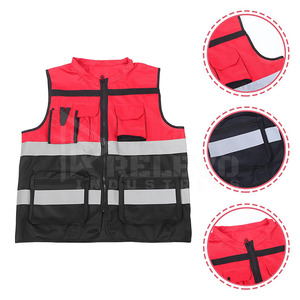 Gilet de sécurité haute visibilité Relevo rouge et noir, réfléchissant, en polyester respirant, vêtement de travail unisexe, style classe, léger avec poches - Product Image 2