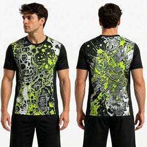 T-shirt de sport respirant en polyester à sublimation graphique loup, séchage rapide, performance athlétique, col rond - Product Image 5