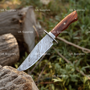 Couteau de chasse et de camping en acier Damas forgé à la main, lame de 15 pouces, manche en bois, épaisseur de lame de 0,5 mm, personnalisable OEM - Product Image 3