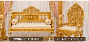 Columpio nupcial dorado con sillas a juego para novios, ideal para eventos Walima, columpio nupcial musulmán para decoración de escenarios de bodas de destino - Product Image 3