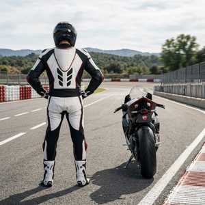 Men Full-Sleeve Motorcycle Racing Suit Custom Printed White <b>Black</b> Leather Windproof <b>One</b> Piece Protective Wear <b>All</b> Seasons Adult - Product Image 2