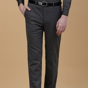 กางเกงสูทผู้ชายผ้าฝ้ายแท้ 100% รุ่นใหม่สำหรับฤดูใบไม้ผลิและฤดูใบไม้ร่วง ดีไซน์หลวมใส่สบาย แฟชั่นอเนกประสงค์สำหรับวัยกลางคน รับผลิตแบบ OEM ODM - Product Image 1