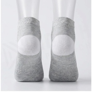 Ankle <b>Socks</b> Solid Gray White Toe And Cuff 100% Cotton Breathable Thin Knitted For Adults Summer Casual Daily Wear - Product Image 2