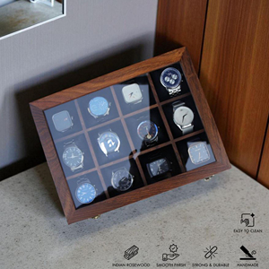 Estuche de Madera para Exhibición y Almacenamiento de Relojes, Caja de Relojes de Madera de Nogal Premium para Exhibición en Tiendas, por AYAANS - Product Image 4