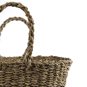 Paniers à linge en jonc de mer rayés Hogla avec poignées, écologiques, 100 % naturels, paniers de rangement pour grossistes - Product Image 3