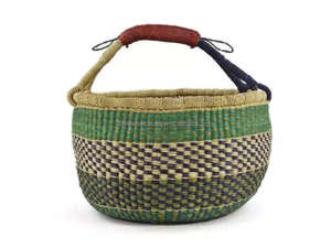 Panier en herbe de mer naturelle tissé à la main Bolga, durable, pliable, écologique, décoratif, avec couvercle et poignées - Product Image 3