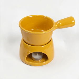 Marmite à fondue en céramique moderne avec poignée et base chauffante à bougie – Bol élégant pour réchauffer le fromage et le chocolat, idéal pour les desserts à la maison et les fêtes - Product Image 3