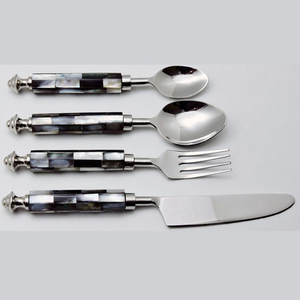 Elegant <b>Flatware</b> <b>Set</b> With Mother Of Pearl Handles High Mirror Polish Dishwasher Safe Wedding Cutlery - Product Image 1