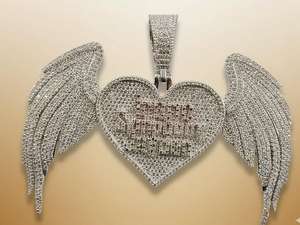 Pendentif Cœur Ailes d'Ange en Argent Sterling 925 Moissanite Sertie de Pierres, Breloque de Luxe Thème Hip Hop, Cadeau Unisexe - Product Image 5