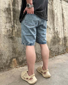 Shorts en jean pour homme de qualité supérieure, en denim selvedge brut, style workwear, coupe droite, durables, pour mode décontractée urbaine - Product Image 5