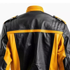 Blouson d'hiver personnalisable en cuir véritable pour homme, style motard vintage en cuir de vachette vieilli avec épaules matelassées, coupe moto - Product Image 6