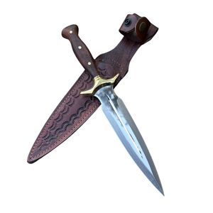 Couteau de chasse portable à lame fixe, équipement de survie pour le camping et la randonnée en plein air, acier Damas, compact, léger, multi-usage, DIY, OEM - Product Image 1