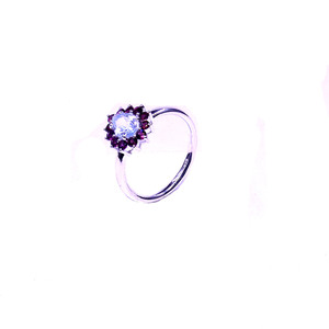 Anillo Clásico de Plata de Ley 925 con Topacio Azul y Rodolita, Joyería Plateada para Mujer, Ideal para Bodas - Product Image 1