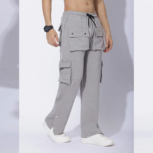 Pantalones Deportivos de Pierna Recta de Cintura Alta, Gruesos, de Felpa, Tipo Cargo, de Algodón y Poliéster, Teñidos Lisos - Product Image 6