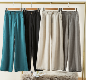 Pantalones de Vestir de Cintura Alta para Mujer, Diseño de Crepé, Pantalones Casuales para Mujer, OEM ODM - Product Image 1