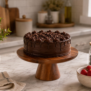 Support à gâteau en bois d'acacia de qualité supérieure 30x30x12 cm |   Présentoir à dessert en bois pour gâteaux, cupcakes, pâtisseries, décoration de table - Product Image 2