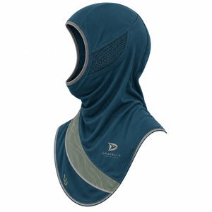 Mineral Crescent <b>Sports</b> <b>Hijab</b> Breathable Mesh Panels Reflective Pewter Trim Modest Athletic Running Head Cover - Product Image 3