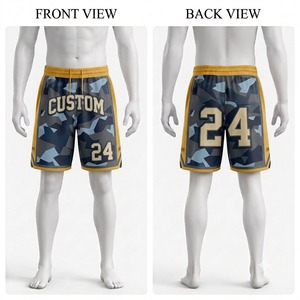Pantalones Cortos de Baloncesto de Camuflaje Personalizados para Hombre, Impresión por Sublimación, Número 24, Ribete Dorado, Talla Grande, Pantalones Cortos Deportivos Casuales - Product Image 1