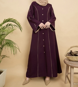 Best Selling Beautiful Dubai Women <b>Abaya</b> Traditional Islamic Muslim Clothing & Accessories Floor Length Long Sleeves Front Open - Product Image 4