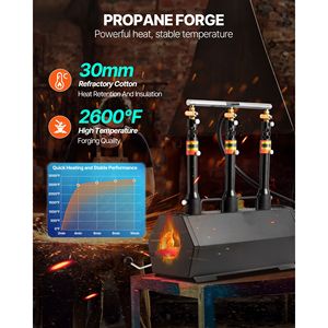 Fornace Portatile a 3 Bruciatori a Propano 2600F, Grande Capacità, Esagonale, per la Fabbricazione di Coltelli e la Lavorazione del Ferro - Product Image 2
