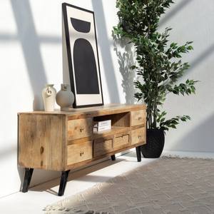 Meuble TV en rotin à six tiroirs Vandana Lunaris Prime, console de divertissement moderne en rotin naturel tressé - Product Image 3