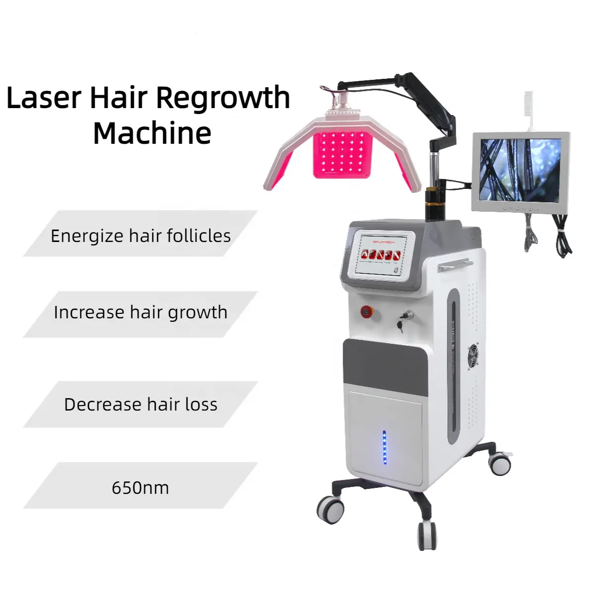 Máquina de tratamiento de crecimiento de cabello eficaz 650nm Terapia de pérdida de crecimiento de cabello de luz roja