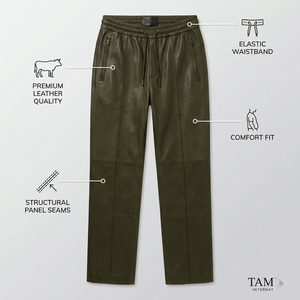 <b>Men's</b> Custom <b>Leather</b> <b>Pants</b> Regular Fit | High Quality Breathable Canvas Fabric Fashionable Casual Design - Product Image 5