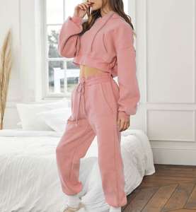 Conjuntos Deportivos Personalizados con Logotipo para Invierno 2023, Conjuntos Deportivos de Alta Calidad, Pantalones Deportivos y Sudadera con Capucha para Mujer - Product Image 6