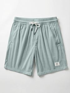 Pantalones Cortos Cargo de Lona para Hombre, Color Sólido, Cintura Elástica, Estilo Casual, Azul Claro, Bolsillos, Transpirables, Secado Rápido, 100% Poliéster, Apliques - Product Image 1