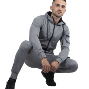 Custom Premium Tracksuit Men's Hooded Sports Tracksuit Activewear Jogger Set Gym Wear Running Wear Workout Wear <b>Silver</b> Tracksuit - Product Image 3