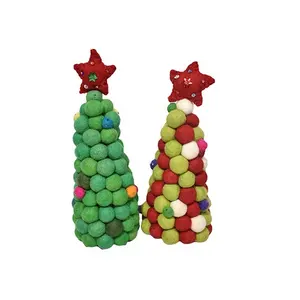 毛毡球圣诞树饰品/用于圣诞节装饰的毛毡球树/畅销手感圣诞手工艺博览会