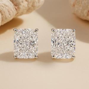 Pendientes de lujo con moissanita de corte radiante VVS1 de 3 quilates cada uno, chapados en rodio con plata de ley 925, regalo para amiga, fiesta de cumpleaños - Product Image 3