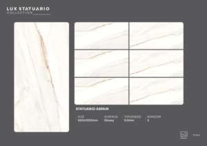 Carreaux de porcelaine brillants de luxe, format 600x1200, grand format, pour sols et murs, pour un design moderne de salon, cuisine et salle de bain. - Product Image 3