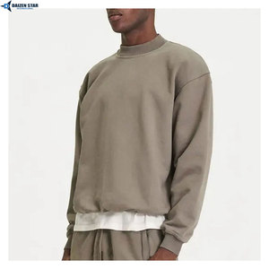 Sweat-shirt col rond pour homme, manches longues, coupe ajustée, 100 % coton respirant, haut de survêtement décontracté d'hiver, anti-boulochage sur le devant - Product Image 4