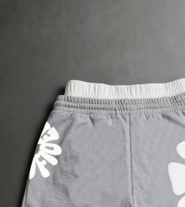 Shorts Bermuda Gris pour Homme avec Applique Lettres en Silicone Blanc, Taille à Cordon, Style Décontracté, Taille Mi-Haute, Tissu Coton - Product Image 4