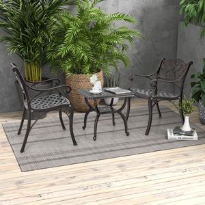 Tavolino da Esterno in Alluminio Pressofuso con Ripiano Portaoggetti per Giardino, Portico e Balcone - Product Image 2