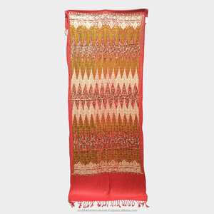 Dark Green Floral Pattern Shawl with Intricate Border Design and Traditional Fringe for Women Wear - Product Image 4