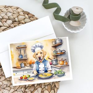 Whimsical A7 Tamaño 5x7 Tarjetas de nota en blanco Pack 8 The Chef Labrador Retriever Tarjetas de felicitación con sobres Color amarillo - Product Image 2