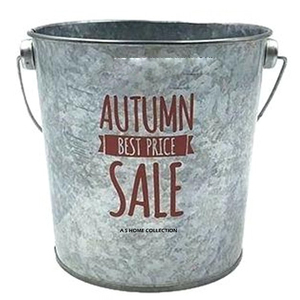 Juego de 2 cubos navideños de metal galvanizado de alta calidad con mango de madera de diseño antiguo, ideales para sublimación en blanco. - Product Image 3