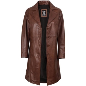 Women’s Premium Genuine Leather Long <b>Coat</b> – Classic Elegant <b>Full</b>-<b>Length</b> Outerwear - Product Image 1