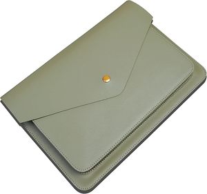 High Quality Genuine Leather Laptop Sleeve Bag Green Soft and Portable with <b>Charger</b> Pouch Space for Mouse Anti-Theft Feature - Product Image 1