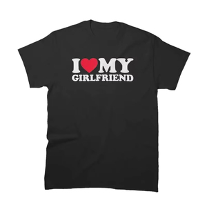 Camiseta de Manga Corta para Hombre, con Estampado de Corazón Rojo, Ecológica, de Secado Rápido, Corte Regular, de Algodón, Marca I Love My Girlfriend - Product Image 1