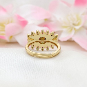 Anillo de cóctel ajustable de plata de ley 925 maciza chapada en oro con esmalte rojo y ojo turco puntiagudo multicolor con circonitas cúbicas, joyas de memoria, venta al por mayor - Product Image 3
