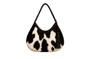 กระเป๋าหนังวัวแบบโฮโบ: หนังมีขนพร้อมหูจับหนังถักสไตล์ตะวันตก - Product Image 6