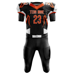 Ensemble de maillots de football américain pour hommes, noir et orange, sublimé, respirant, ajusté, manches courtes, nom de l'équipe 23 - Product Image 2